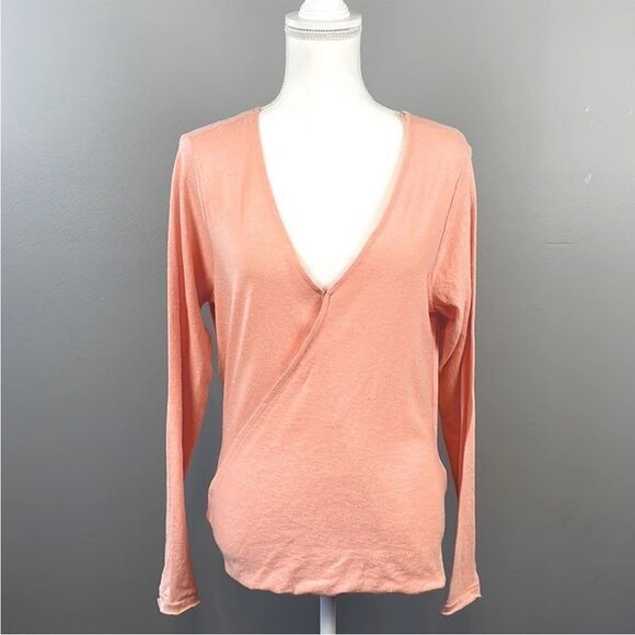 UO Out From Under Callie Rose Draped Textured Surplice Long Sleeve Shirt. Size M - Picture 1 of 15
